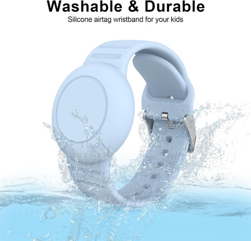 Meliya Waterproof Air Tag Bracelet for Kids, Soft Silicone Airtag Holder Compatible with Apple Air Tag, Adjustable Anti Lost Watch Band for Kids A...
