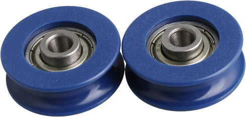 CNBTR 3mm Depth U-Type Blue Plastic Bearing Guide Pulley Wheel 6mm Width for Max-Load 26kg Pack of 4...