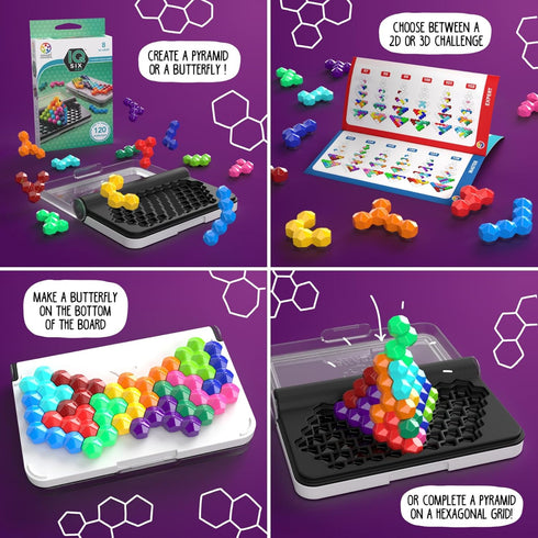 SmartGames IQ Six Pro Travel Game for Kids and Adults, a Skill-Building Brain Game - Brain Teaser for Ages 8 & Up, 120 Challenges in Travel-Friend...