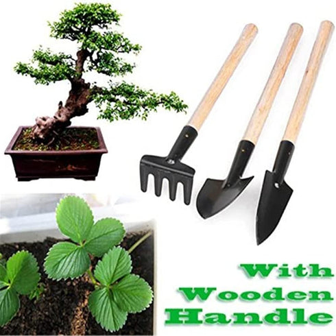 6 Pcs Garden Tools Mini Gardening Kit Plant Potted Flower Gadget Wooden Handles for Transplanting Seedlings, Cultivating and Weeding Flowers and V...
