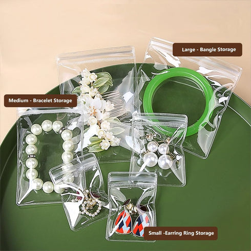 100 Pack PVC Clear Jewelry Anti Oxidation Zipper Bag Antitarnish Plastic Bags for Packaging Jewelry Rings Earrings Transparent Poly Pouch (Clear, ...