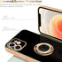 for iPhone 12 Phone Case with 360° Rotatable Finger Ring Holder Kickstand Magnetic Shiny Gold Plated Edge for Women Men Shockproof Soft TPU Protec...