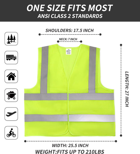 Safety Vest Meets ANSI Class 2 Standards - Reflective Vest for Men Women, Mesh High Visibility Vest with Hi Vis Strips for Construction Work, Surv...