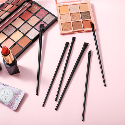 16 Pcs Eyeliner Brush Fine Angled, 12 Pcs Thin Eyeliner Brush Fine and 4 Pcs Angled Eyebrow Brush Flat Eyeliner Brush Portable Eye Makeup Brush Se...