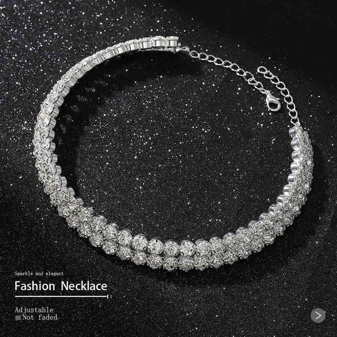 Rhinestone Choker Necklace Silver Chokers Crystal Layered Necklaces Sparkly Prom Party Collar Neck Jewelry for Women...