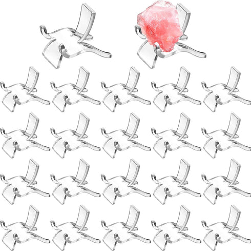 Jetec 20 Pieces Acrylic Display Holder Rock Stand Clear Display Easel Stands Pedestal Small Collectibles Display Stands for Displaying Crystal Geo...