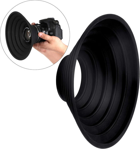 Camera Lens Hood, Collapsible Reversible Filter Thread Rubber Digital Lens Hood DSLR Lens Cap Shade...