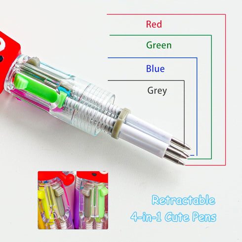 Fun Pens for Kids Multicolor Pen in One, 4-in-1 Cute Pens Bulk Kawaii Pens Mini Pens Ballpoint Pens Party Favors for Kids Birthday Gifts Classroom...