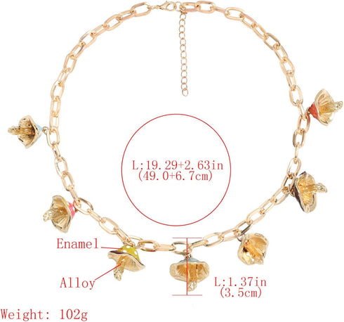 Set Cutie Creative Colorful Mushroom Star Moon Shape Pendant Chain Beaded Necklace Anklets Bracelet Sweet Fresh for Women Jewelry Gifts White Dot ...