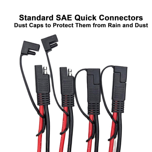 4PCs 10 AWG SAE Connector to Bare Wire Pigtail Pure Copper Cable with Dust Caps and 2PCs RP Adapters for Quick Connect Motorcyclist Solar Panel Ba...