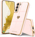 Teageo for Samsung Galaxy S22 5G Case for Women Girl Cute Love-Heart Luxury Bling Soft Back Cover Raised Full Camera Protection Bumper Silicone Sh...