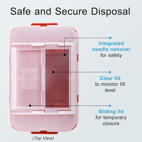 Sharps Container Large - Sharps Containers for Home Use and Labs - Portable Needle Disposal and Travel Size Biohazard Bin - 2 Gallon (Pack of 1)...