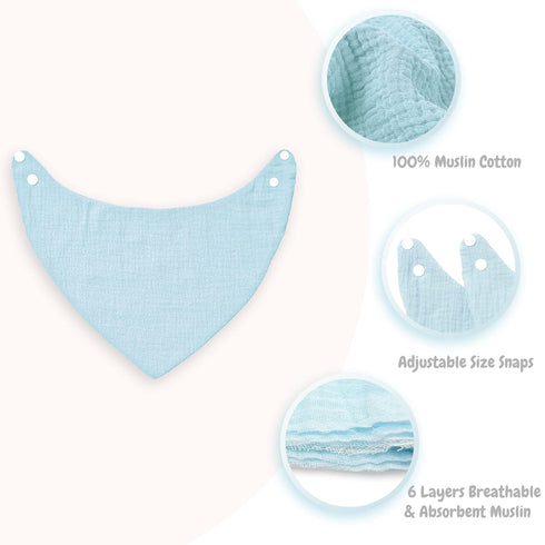Cherub Muslin Bibs for Boys 8 Pack, 100% Cotton Baby Bibs for Drooling and Teething, Absorbent Baby Boy Bibs, Soft Muslin Bandana Drool Bibs for B...
