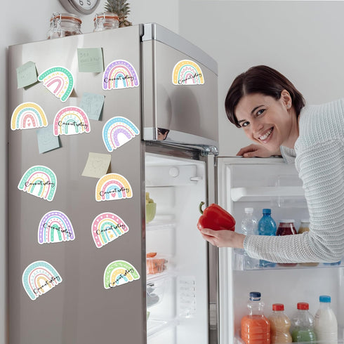 48 Pieces Boho Rainbow Style Sticky Notes Self-Adhesive Colorful Boho Rainbow Design Note Pads Rainbow Sticky Memo Notes for Reminder Stationery S...
