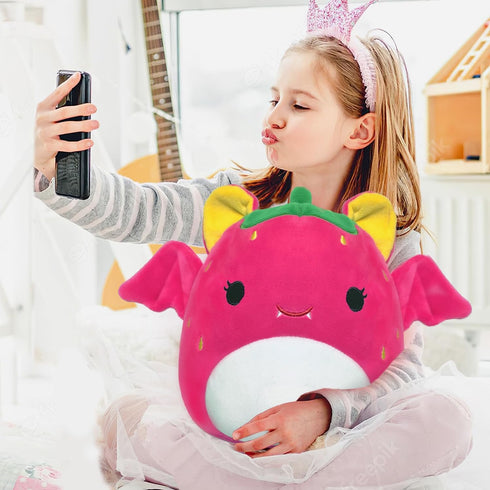 ROMINVIC Strawberry Bat Plush,8 inch Stuffed Animal Bat Plush Pillow, 3D Kawaii Bat Plushie Stuffed for Christmas Birthday Kids Gifts Home Decorat...