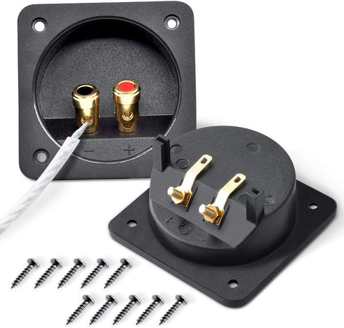 Kalevel 2pcs Speaker Box Terminal Cup Square 3.1in Push Spring Double Binding Post Connector Box with Screws for DIY Home Car Stereo...