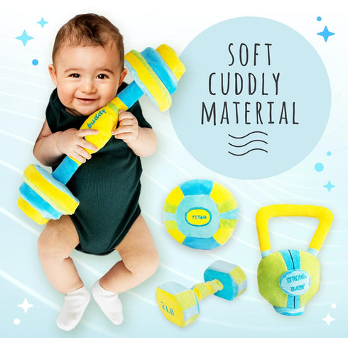 Skywin Baby Workout Toys Fit Training - Baby Shower Set of 4 Soft, Durable and Safe Plush Baby Rattle Toys for Ages 0+...