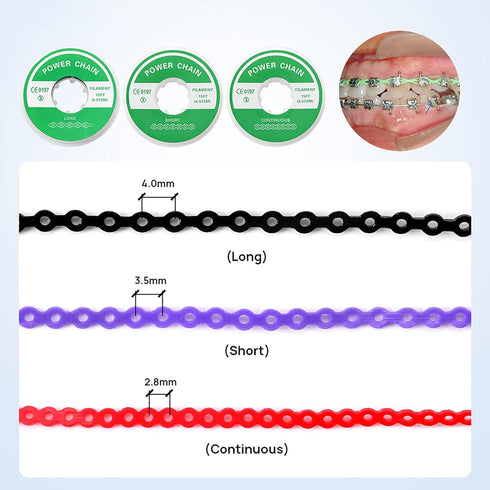 4.5M/PACK Dental Orthodontic Power Chain Dental Spool Elastic Rubber Band Power Elastic Chain Power Chains Brace (Short, White)...