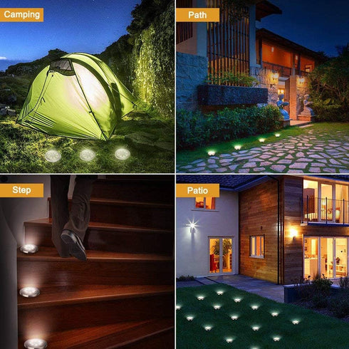 Aogist Solar Ground Lights, 8 LED Garden Lights Patio Disk Lights In-Ground Outdoor Landscape Lighting for Lawn Patio Pathway Yard Deck Walkway (W...