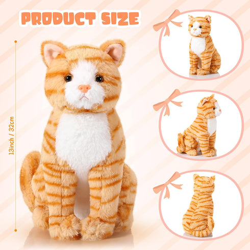 13 Inch Cat Plush Toy Realistic Cat Stuffed Animal Soft Cute Kitten Plush Toy Gifts for Home Decor Birthday Valentine's Day Party Favors Supplies(...