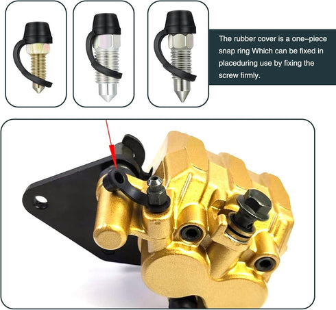 Pack-24 Car Disc Brake Lower Pump Oil Drain Screw Cap, Dustproof and Waterproof Rubber Sealing Cover, Brake Filler Port Grease Fitting Bleeder Cov...