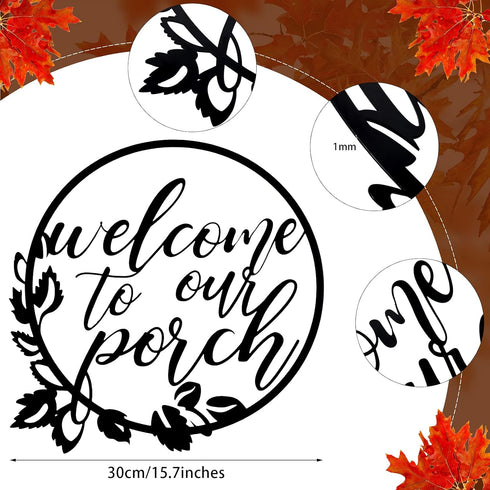 Hotop Welcome to Our Porch Metal Sign Black 11.8 Inch Wall Hanging Decor for Kitchen Farmhouse Home Office Wall Outdoor Decoration Supplies...