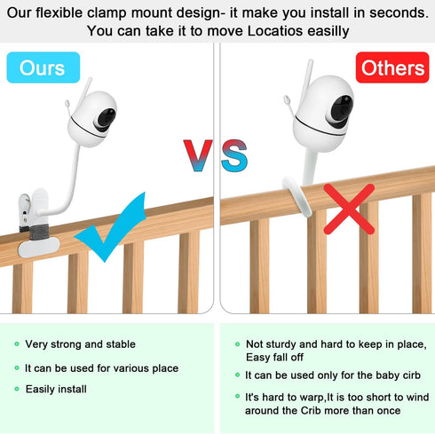 2 Pack Baby Monitor Mount Compatible with HelloBaby HB6550 HB65/HB66/HB248,Nanit Pro Smart Baby Monitor & Flex Stand, Flexible Clip Clamp Mount Lo...
