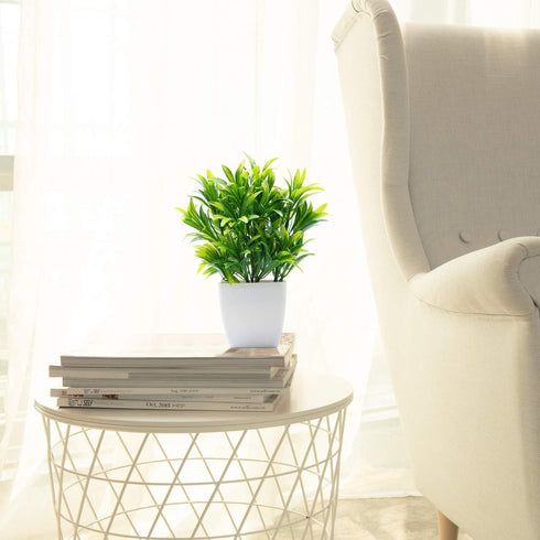 OFFIDIX Faux Plants Mini Potted Plastic Fake Green Plant Artificial Plants Aloe with White Square Pots for Home Decor (White Square Plastic Pots)...