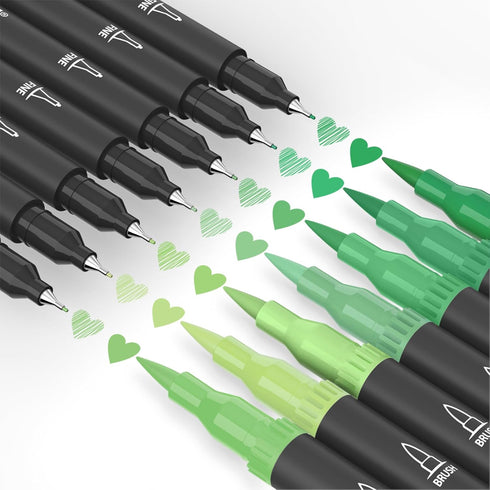 Mogyann Green Tone Markers, 12 Pack Dual Brush Pens Drawing Markers for Art Sketching...