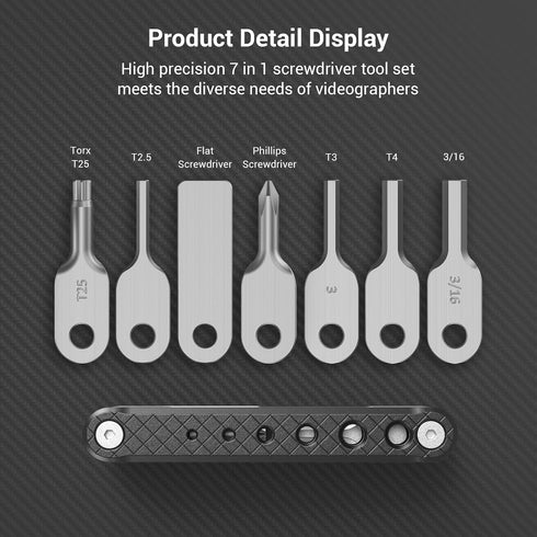SMALLRIG Folding Tool Set with Screwdrivers and Hex Key Wrenches, Seven Functional Tools Included (Black) - 4681...