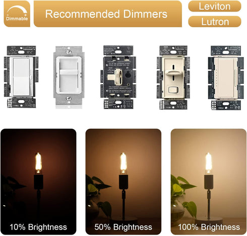 Dimmable T10 LED Bulbs,2700K Warm White, 2W Tubular Light Bulb, Edison LED Bulb 25 Watt Equivalent,E26 Medium Base 200LM, Clear Glass Cover,6 Pack...