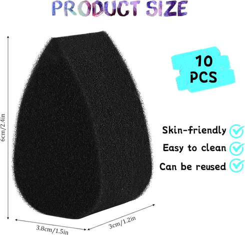10Pcs Face Paint Sponges Painting Sponge High Density Face Painting Supplies for Art Work and Body Painting Tear Drop (Black)...