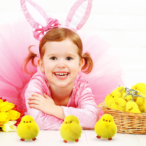 24 Pcs Small Chicken Keychain 3 Inch Realistic Plush Farm Chick Mini Ornaments Yellow Fluffy Chicken Stuffed Animal Soft Chicken Toy Photography P...