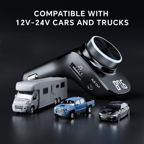 NECESPOW Bluetooth 5.0 FM Transmitter for Car, Dual USB Charger with 3.5MM AUX Cable, Handsfree Call MP3 Music Player...