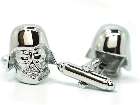 Teri's Boutique Men's Jewelry Star Wars Darth Vader Head Silver Tone Cufflinks Pair w Box...