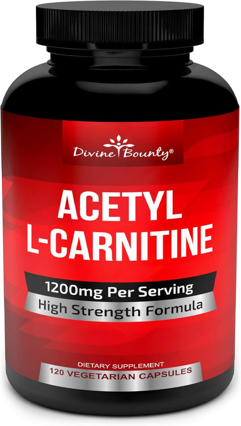 Divine Bounty Acetyl L-Carnitine Capsules 1200mg Per Serving - L Carnitine Supplement 120 Vegetarian Capsules...