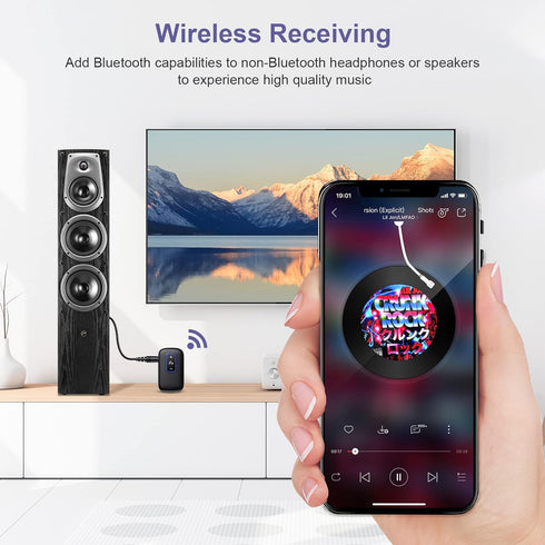 AUX Bluetooth Adapter for Car, Bluetooth 5.0 Receiver with Hands-Free Calls, Noise Canceling, Dual Connection, 3.5 mm Aux Bluetooth Car Adapter, 1...