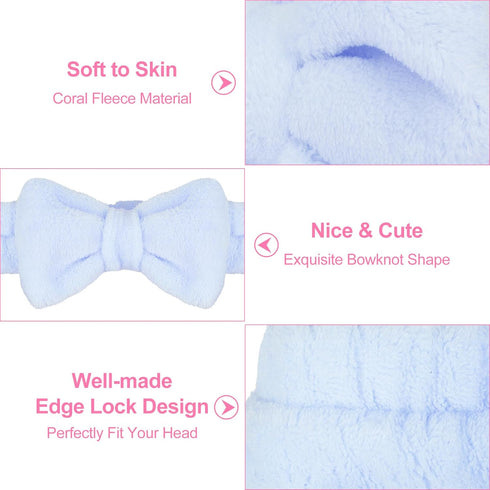 Ondder 6 Pcs Skincare Spa Makeup Headband for Washing Face Terry Cloth Face Wash Headband Head Band for Skin Care Soft Make Up Headbands Bow Hair ...