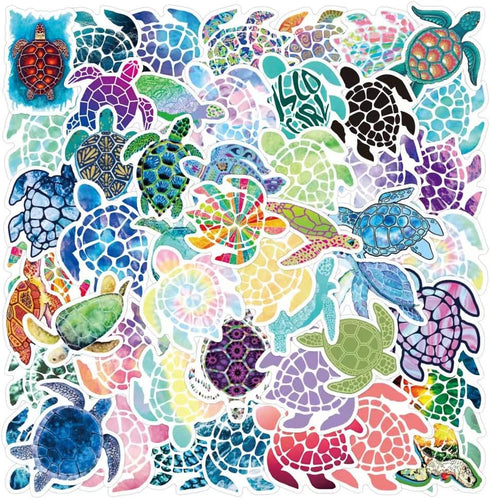 Cute Cartoon Sea Turtle Stickers 50 Pcs Trendy Style Stickers Laptop Stickers Pack Cool Sticker for Pad MacBook Car Snowboard Bicycle Luggage Wate...