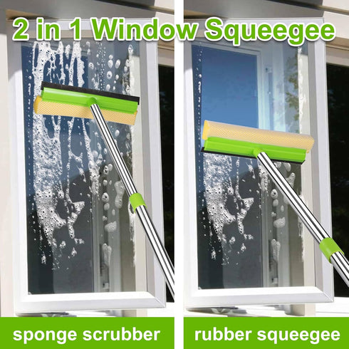 ITTAHO Squeegee for Window Cleaning, 2 in 1 Squeegee Window Cleaner with 58'' Long Handle,Window Washing Kit with Extension Pole for Shower, Winds...