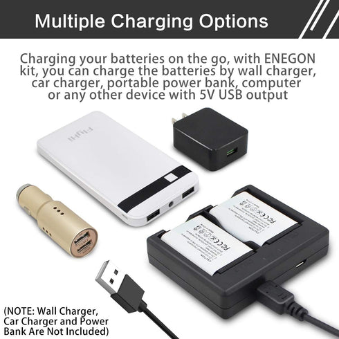 ENEGON NP-BX1 Battery (2-Pack) and Rapid Dual Charger for Sony NP-BX1 and Sony ZV-1, Cyber-Shot DSC-RX100, DSC-RX100 II/III/M4/M5/M6/M7/?/?/?/?/VA...