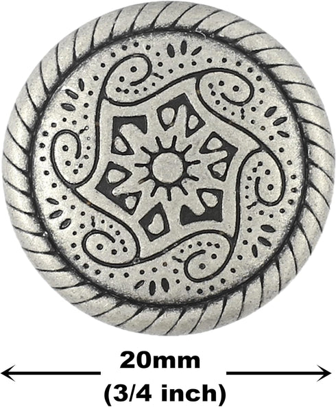 Bezelry 12 Pieces Celtic Mandala Metal Shank Buttons. 20mm(3/4 inch) (Antique Silver)...