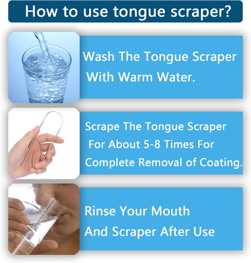2Pcs Stainless Steel Tongue Scrapers,U Shaped Tung Scraper Tounge Scrapper Bad Breath Removal Oral Health Protection Tongue Cleaner...