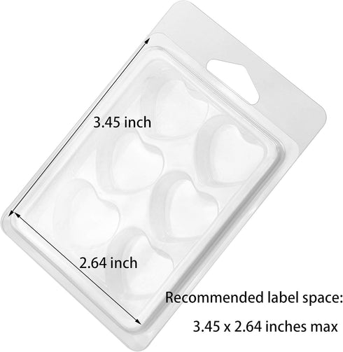 MILIVIXAY Wax Melt Containers-6 Cavity Clear Empty Plastic Wax Melt Molds-25 Packs Heart Shape Clamshells for Tarts Wax Melts....