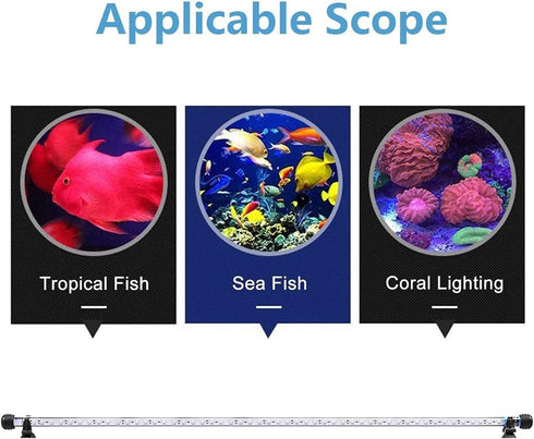 MLJ LED Aquarium Light, 7-44 Inch Waterproof Fish Light White with Blue, RGB Underwater Lamp Submersible LED Light for Fish Tank...