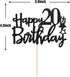 Black Glitter Happy 20th Birthday Cake Topper for, Hello 20th Anniversary, Cheers to 20 Years Party Decorations...