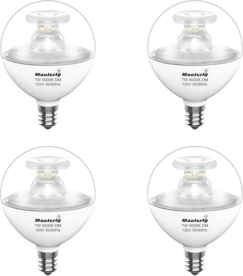 G16.5 Light Bulb LED, 60W Equivalent, Small Round Light Bulbs, E12 Candelabra Base, Dimmable, Daylight 5000K, 7W 600 Lumens, Type G Light Bulb, Cl...