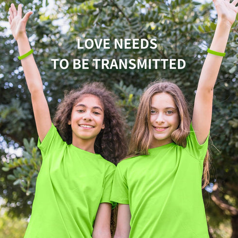 Lime Green Ribbon 50 Pcs Silicone Bracelets Bulk Childhood Mental Health Awareness Products Dysthymic Disorder Lymphoma Lyme Disease Awareness Rub...