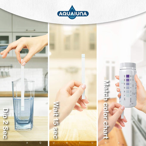 Aqualuna Water Hardness Test Kit - Fast and Accurate Testing for Dishwasher, Drinking Water, Pool and Aquarium - 100 Strips Hard Water Test Kit at...