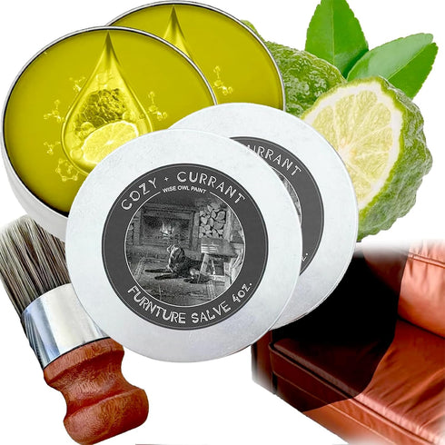 2PCS Furniture Salve for Leather, Original Leathers Recoloring Balm Wood Cleaner with Boar Bristle Brush Kit, 4oz Couch Paint Scratch Repair Condi...